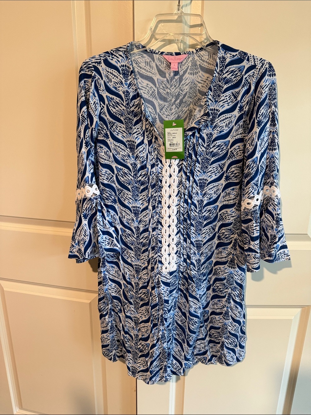 Lilly Pulitzer Navy and White Leaf-Print Tunic Dress